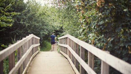 Man running with dog across bridge - Chelmsford - Beresfords Estate agents - Essex