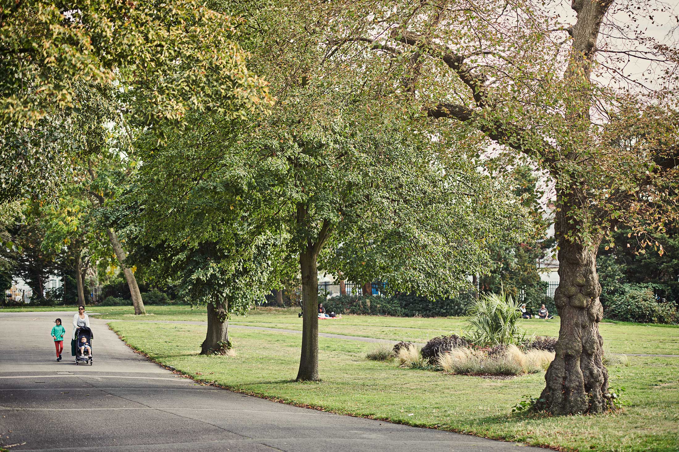 Family walking by trees in park - Ilford - Beresfords Estate agents - Essex