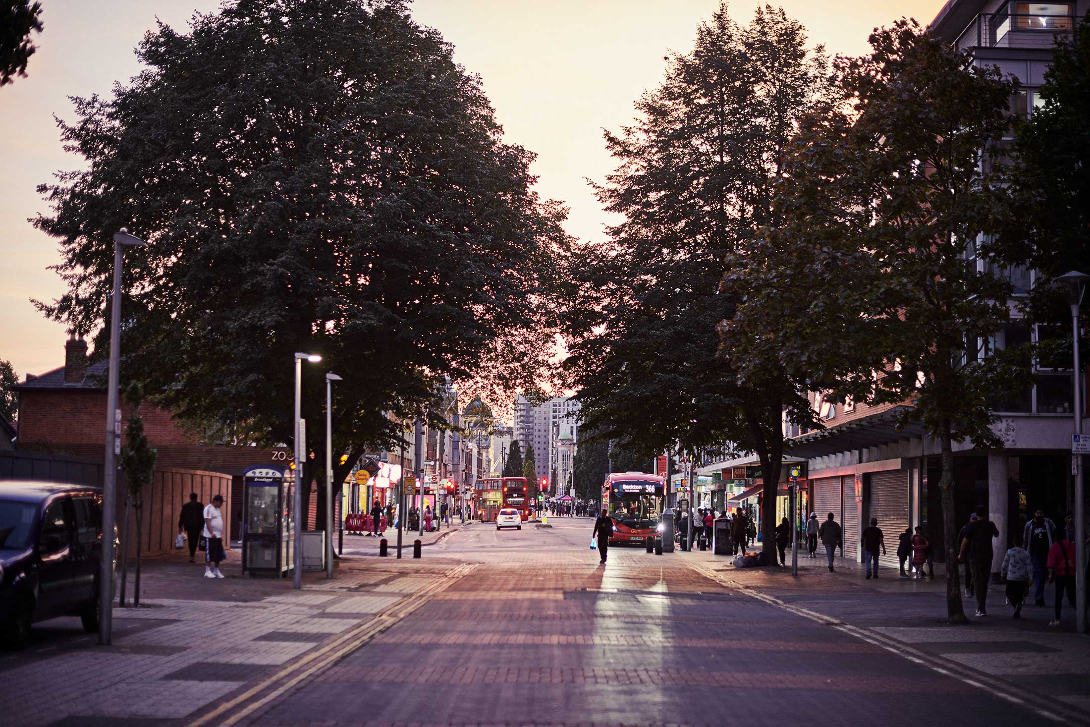 High street at sunset - Ilford - Beresfords Estate agents - Essex